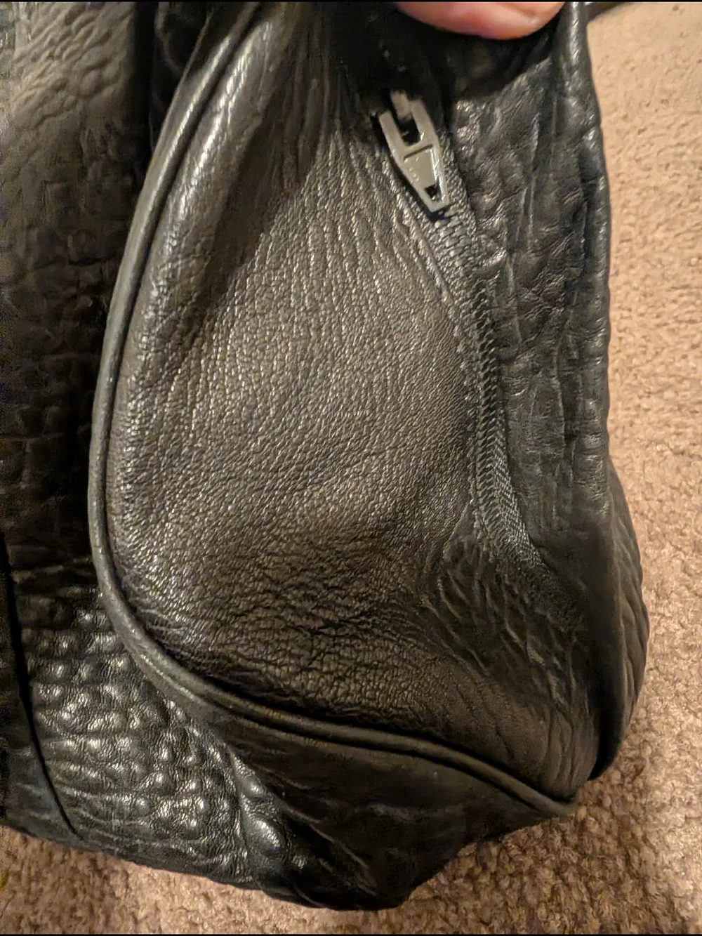 Alexander Wang Black Men's Textured Leather Carry Bag